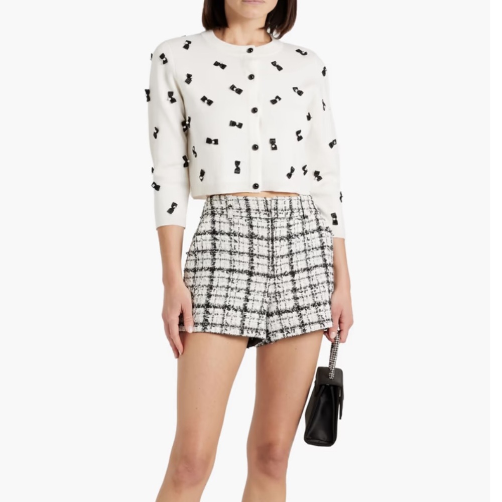 Alice + Olivia Checked Tweed Shorts